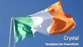  Presentation with blue sky - Slides enhanced with ireland flag - irish tricolour flying in full background and a teal colored foreground