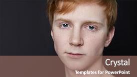  Presentation with dark green and red - Slide deck with irishman - portrait of red-haired handsome guy background and a  colored foreground