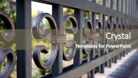  Presentation with iron - PPT theme with iron - metal fence - close-up background and a coral colored foreground