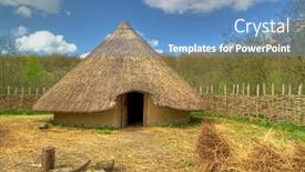  Presentation with ireland - Slides featuring iron age settlement of craggaunowen background and a teal colored foreground