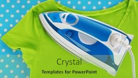  Presentation with iron - PPT theme consisting of iron and shirt on board close up background and a yellow colored foreground