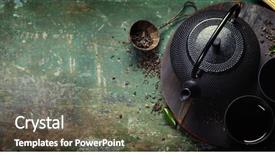  Presentation with iron - Beautiful presentation design featuring iron asian tea set vintage backdrop and a gray colored foreground