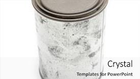  Presentation with iron chemistry - PPT theme featuring iron chemistry - old blank tin paint can background and a light gray colored foreground