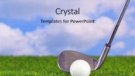  Presentation with photo collage for company behind the scen - Slide set having iron club behind the ball background and a light blue colored foreground