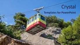  Presentation with shield - Presentation design with iron-concrete shield against landslide background and a teal colored foreground