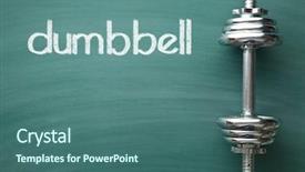  Presentation with green chalkboard - Audience pleasing slide set consisting of iron dumbbell on green chalkboard backdrop and a ocean colored foreground