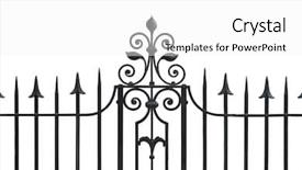  Presentation with scrolls - Slide set featuring iron fence isolated on white background and a white colored foreground