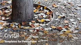  Presentation with fall protection - Amazing PPT theme having iron grates for protection backdrop and a violet colored foreground