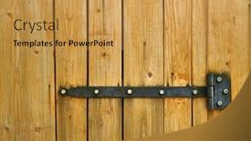 Presentation with iron - Audience pleasing PPT theme consisting of iron-latch-and-yellow-wooden backdrop and a yellow colored foreground