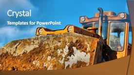  Presentation with bulldozer - Presentation theme having iron mining - hdr heavy bulldozer urban construction background and a teal colored foreground