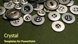  Presentation with green fashion - Amazing PPT layouts having iron nails - fashion metal button on green backdrop and a tawny brown colored foreground