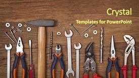  Presentation with tools - Slide deck featuring iron nails - set of different tools background and a tawny brown colored foreground