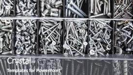  Presentation with nut - Presentation with iron nails - toolbox box for metal bolt background and a gray colored foreground