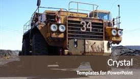  Presentation with truck - Beautiful presentation theme featuring iron ore - big haul truck in mine backdrop and a violet colored foreground