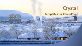  Presentation with ore - Colorful PPT theme enhanced with iron ore refinery factory plant backdrop and a cream colored foreground