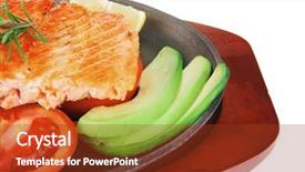  Presentation with fresh avocado - Presentation consisting of iron pan over wood background and a  colored foreground