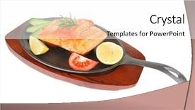  Presentation with fresh avocado - Theme consisting of iron pan over wood background and a white colored foreground