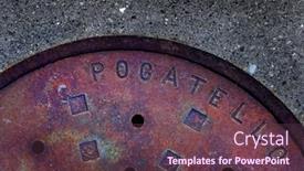  Presentation with iron - PPT theme featuring iron-round-man-hole-cover background and a tawny brown colored foreground