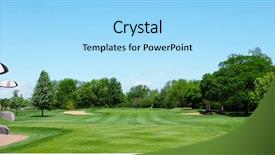  Presentation with banner blue - PPT layouts with fairway - golf banner a golf bag background and a arctic colored foreground