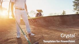  Presentation with early childhood brain development - Slide deck featuring trap club - golfer raking bunker in early background and a  colored foreground