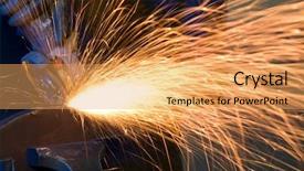  Presentation with 3d printer metal - Colorful slide set enhanced with iron sharpen iron - cutting metal causing sparks isolated backdrop and a yellow colored foreground