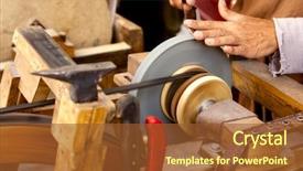  Presentation with traditional - Colorful slide set enhanced with iron sharpen iron - grinder hands sharpening knife backdrop and a tawny brown colored foreground