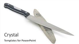  Presentation with iron - Presentation with iron sharpen iron - knife and whetstone background and a  colored foreground