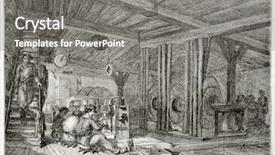  Presentation with needle - Slides with iron sharpen iron - old illustration of sharpening workshop background and a  colored foreground