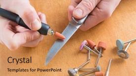  Presentation with speed - PPT layouts featuring iron sharpen iron - using a high speed rotary background and a coral colored foreground