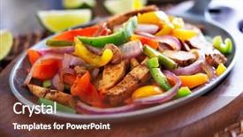  Presentation with mexican fajitas - Presentation theme having iron skillet with pepper background and a tawny brown colored foreground