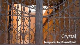  Presentation with security gate - Amazing slides having iron steel - old metal gate and security backdrop and a tawny brown colored foreground