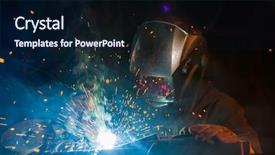  Presentation with workshop - Slide deck enhanced with iron steel industry - close-up of welder working background and a  colored foreground