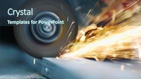  Presentation with steel industry - Presentation theme with iron steel industry - metal sawing background and a ocean colored foreground