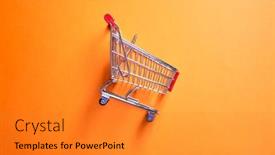  Presentation with supermarket trolley - PPT layouts enhanced with iron-toy-supermarket-trolley background and a gold colored foreground