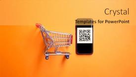  Presentation with supermarket trolley - Slide set enhanced with iron-toy-trolley-with-code background and a light gray colored foreground