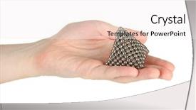  Presentation with pyramid - Amazing PPT theme having pyramid of metal balls backdrop and a sky blue colored foreground