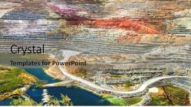  Presentation with mine waste - Beautiful PPT theme featuring iron waste - colorful terraces of geological mine backdrop and a coral colored foreground