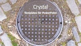  Presentation with charleston - Theme having iron waste - manhole cover in the city background and a gray colored foreground