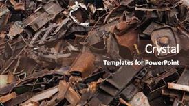  Presentation with scrap metal - Presentation design with iron waste - scrap metal heap background and a tawny brown colored foreground