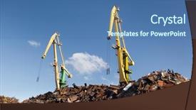  Presentation with scrap metal - Amazing slides having iron waste - scrap metal loading backdrop and a ocean colored foreground