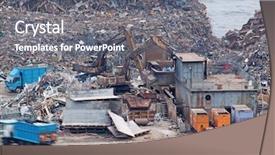  Presentation with scrap yard - Beautiful theme featuring iron waste - scrap yard recycling at day backdrop and a gray colored foreground