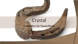  Presentation with old white antique frame - Slide set consisting of ironhorse - antique rusty horseshoe isolated background and a coral colored foreground