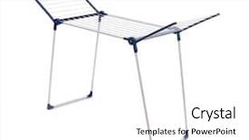  Presentation with empty - Slide deck consisting of ironhorse - empty cloth drying rack isolated background and a white colored foreground
