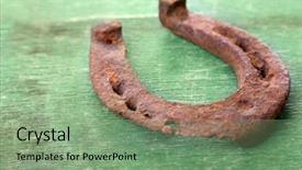  Presentation with shoe - Amazing slides having ironhorse - old horse shoe on wooden backdrop and a  colored foreground