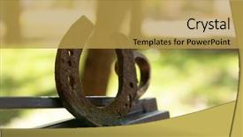  Presentation with old butcher shop - Amazing PPT theme having ironhorse - old horse shoe outdoors backdrop and a  colored foreground