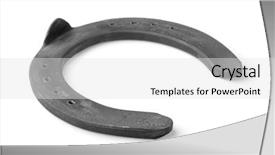  Presentation with metal - Presentation theme consisting of ironhorse - single metal horseshoe isolated background and a white colored foreground