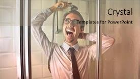  Presentation with crazy - Audience pleasing slides consisting of ironic - crazy employee in the shower backdrop and a coral colored foreground