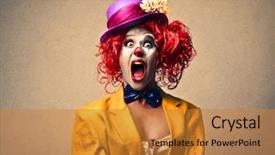  Presentation with clown - Cool new slide set with ironic - portrait of a beautiful clown backdrop and a gold colored foreground