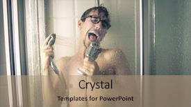  Presentation with cartoon shower and clean - Cool new slides with ironic - singer under the shower backdrop and a coral colored foreground