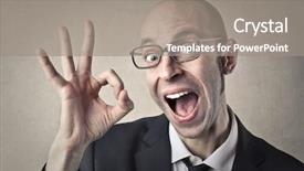  Presentation with successful - Colorful slides enhanced with ironic - successful employee backdrop and a gray colored foreground